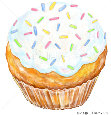 カップケーキ_クリーム_カラースプレー 118757889