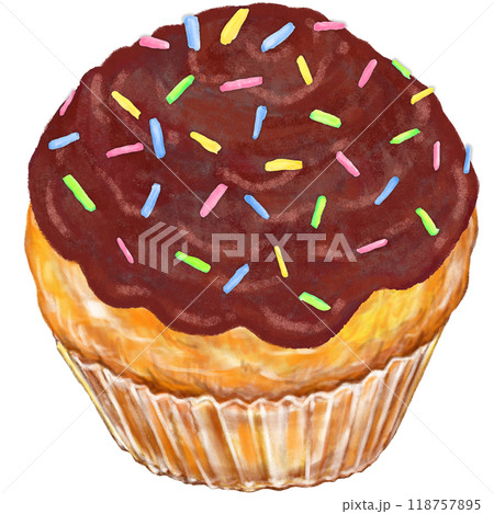 カップケーキ_チョコクリーム_カラースプレー 118757895