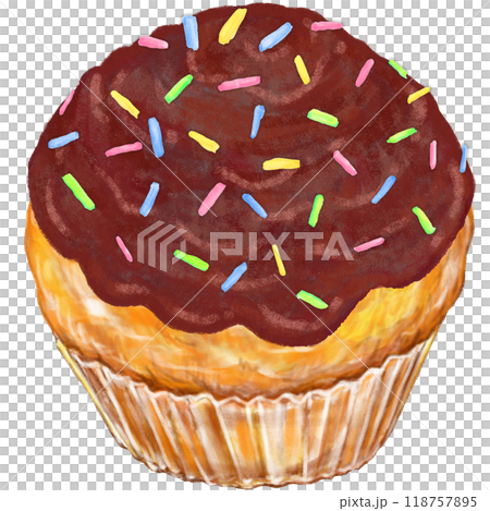 カップケーキ_チョコクリーム_カラースプレー 118757895