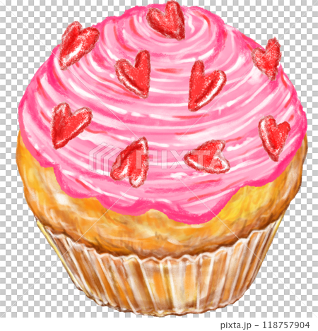 Cupcake_Strawberry cream_Heart chocolate Cupcake_Strawberry cream_Heart chocolate 118757904