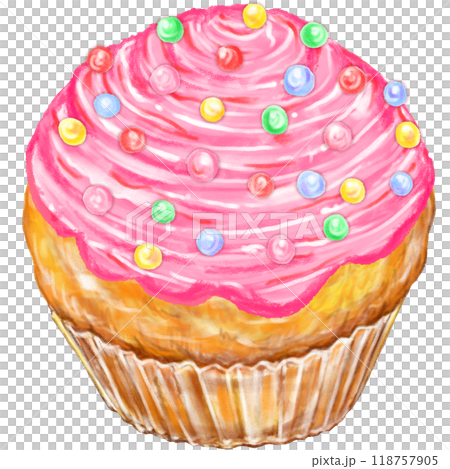 Cupcake_Strawberry cream_Colored chocolate 118757905