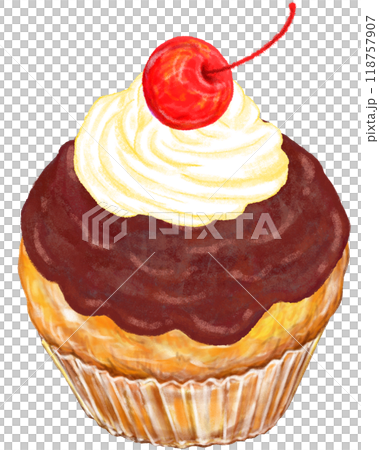 カップケーキ_さくらんぼ_クリーム_チョコ_カップケーキ 118757907