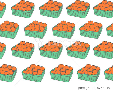 鉛筆画風のみかんのカラーイラストのパターン 118758049