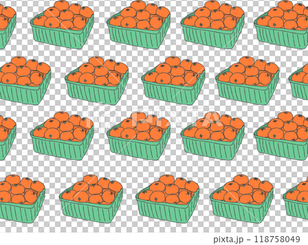 鉛筆画風のみかんのカラーイラストのパターン 118758049