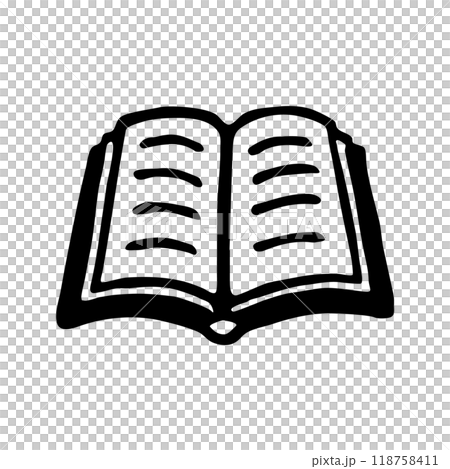 Doodle book icon handdrawn with ink pen. Knowledge and education symbol 118758411