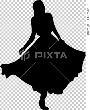 ロングスカート女性ポーズ 118758507