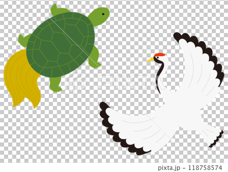 かわいい鶴と亀のイラスト 118758574
