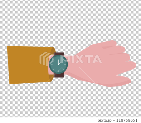 一個人在檢查手錶。向量圖 一個人在檢查手錶。向量圖 118758651