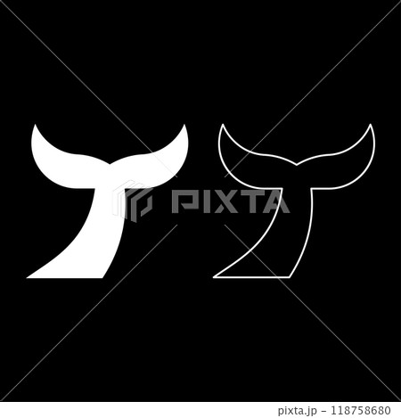 Tail of the fish set icon white color vector illustration image solid fill outline contour line thin flat style Tail of the fish set icon white color vector illustration image solid fill outline contour line thin flat style 118758680