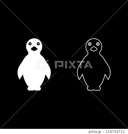 Penguin set icon white color vector illustration image solid fill outline contour line thin flat style Penguin set icon white color vector illustration image solid fill outline contour line thin flat style 118758712