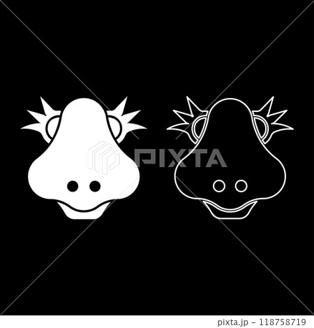 Head of cute female dinosaur baby character set icon white color vector illustration image solid fill outline contour line thin flat style Head of cute female dinosaur baby character set icon white color vector illustration image solid fill outline contour line thin flat style 118758719