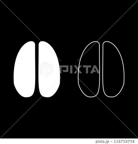 Hoof print deer set icon white color vector illustration image solid fill outline contour line thin flat style Hoof print deer set icon white color vector illustration image solid fill outline contour line thin flat style 118758758