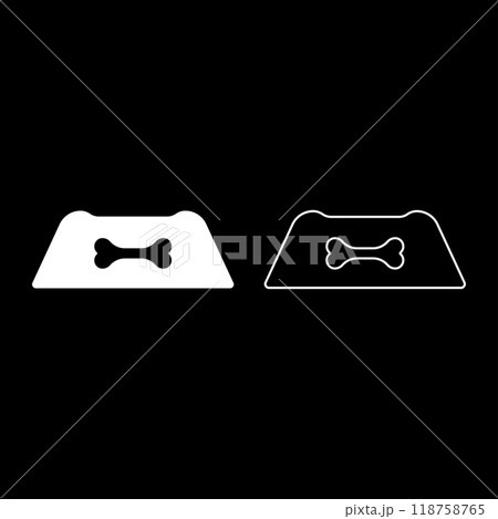 Dog bowl for water pet plate feed concept set icon white color vector illustration image solid fill outline contour line thin flat style 118758765