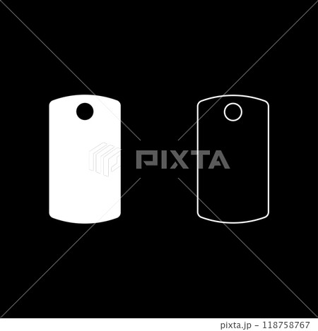 Dog tag military soldier animal tokens for collar set icon white color vector illustration image solid fill outline contour line thin flat style 118758767