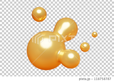Golden abstract liquid metaball shape. 3d render illustration of fluid soft bubble blob. Organic gold decorative sphere geometric form. Morphing ball aqua drop or molecule. Flow particles. Golden abstract liquid metaball shape. 3d render illustration of fluid soft bubble blob. Organic gold decorative sphere geometric form. Morphing ball aqua drop or molecule. Flow particles. 118758787