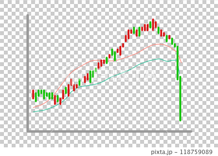マーケット暴落する株価チャートの白背景のシンプルなイメージイラスト 118759089