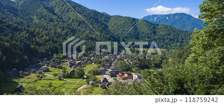 白川郷の美しいパノラマ風景 白川郷の美しいパノラマ風景 118759242