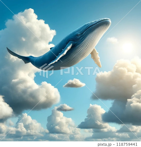 空を泳ぐクジラのイラスト素材 [118759441] - PIXTA