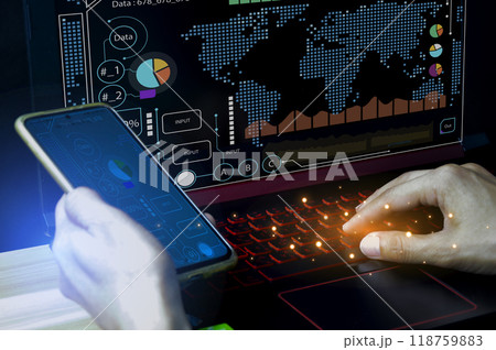 Digital Marketing Financial Report, Business Development Growth, Businessman Touching Marketing Report Of Online Sales Growth Graph, Internet Trading Through Mobile App. Digital Marketing Financial Report, Business Development Growth, Businessman Touching Marketing Report Of Online Sales Growth Graph, Internet Trading Through Mobile App. 118759883