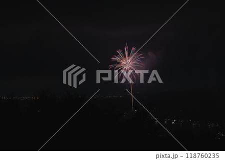 三ヶ日花火大会で夏の夜空を彩る花火(静岡県) 118760235