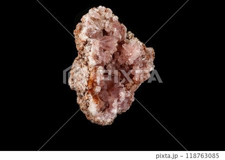 Macro mineral stone Pink Amethyst on a black background 118763085