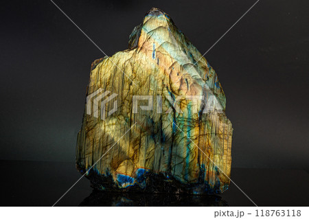 macro mineral stone labradorite on a black background macro mineral stone labradorite on a black background 118763118