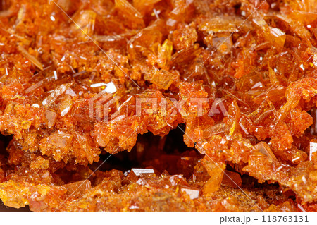 Macro stone mineral Wulfenite on a white background Macro stone mineral Wulfenite on a white background 118763131