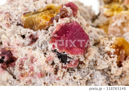 macro mineral tourmaline stone on white background 118763148