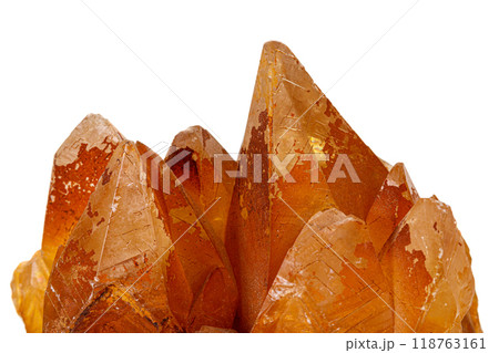 Macro stone calcite mineral on white background Macro stone calcite mineral on white background 118763161