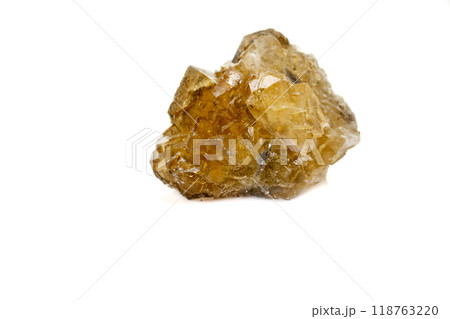 macro mineral fluorite stone on white background 118763220