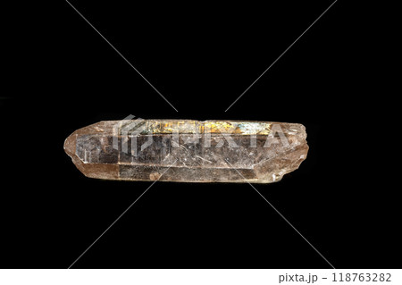 Macro mineral stone smoky quartz, rauchtopaz on a black background Macro mineral stone smoky quartz, rauchtopaz on a black background 118763282