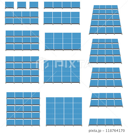 ソーラーパネルを使った太陽光発電システムのイラスト 118764170