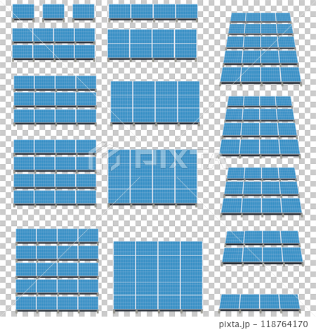 ソーラーパネルを使った太陽光発電システムのイラスト 118764170