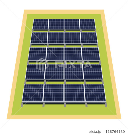 ソーラーパネルを使った太陽光発電システムのイラスト ソーラーパネルを使った太陽光発電システムのイラスト 118764180