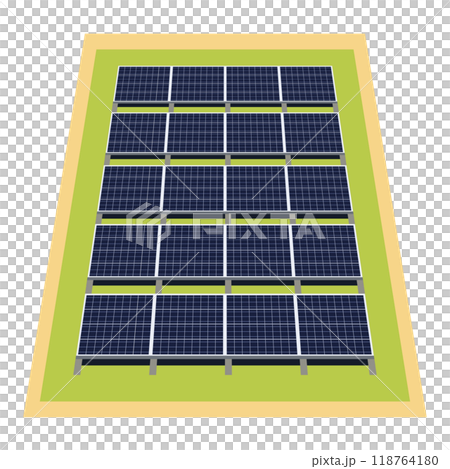 ソーラーパネルを使った太陽光発電システムのイラスト ソーラーパネルを使った太陽光発電システムのイラスト 118764180