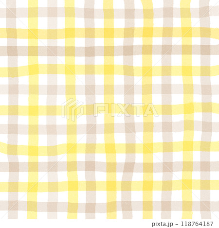 Yellow Beige Gingham Check Hand Drawn Pattern Background Overlay Yellow Beige Gingham Check Hand Drawn Pattern Background Overlay 118764187