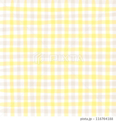 Yellow Beige Gingham Check Hand Drawn Pattern Background Overlay 118764188