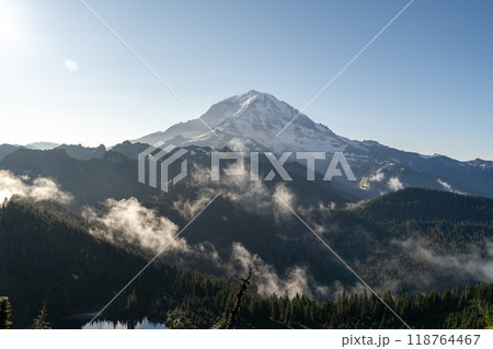 Beautiful views overlooking lush Mt. Rainier National Park from Tolmie Peak. Beautiful views overlooking lush Mt. Rainier National Park from Tolmie Peak. 118764467