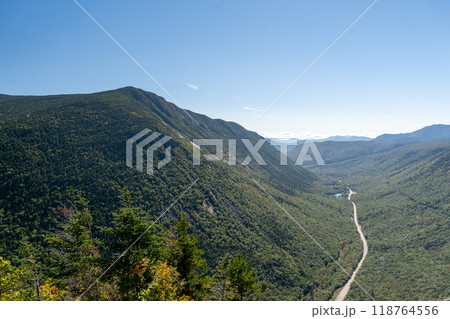 A beautiful view of mountains in White Mountain National Forest. A beautiful view of mountains in White Mountain National Forest. 118764556