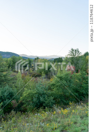 A beautiful view of mountains in White Mountain National Forest. A beautiful view of mountains in White Mountain National Forest. 118764612