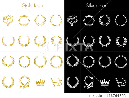 月桂樹、受賞アイコン、シンボル、アワードと表彰のアイコンセット01 118764763