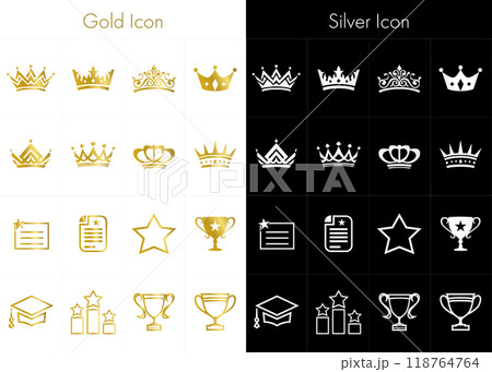 王冠、受賞アイコン、シンボル、アワードと表彰のアイコンセット02 王冠、受賞アイコン、シンボル、アワードと表彰のアイコンセット02 118764764