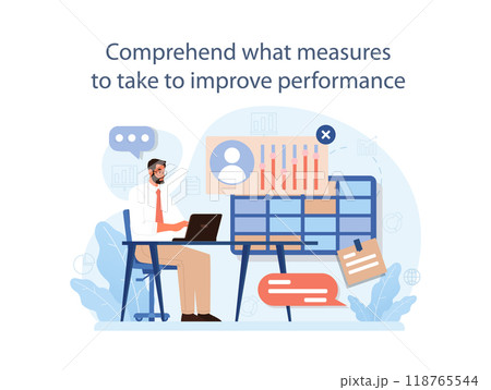 How to deal with judgement at work. Employee dealing with pressure from manager, learning how to take constructive criticism and improve performance. Flat vector illustration How to deal with judgement at work. Employee dealing with pressure from manager, learning how to take constructive criticism and improve performance. Flat vector illustration 118765544
