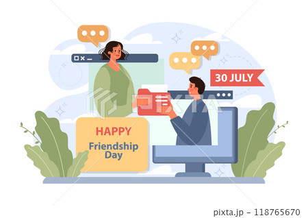 A colorful illustration celebrating Friendship Day on July 30, highlighting the joy and deep connection of true friends A colorful illustration celebrating Friendship Day on July 30, highlighting the joy and deep connection of true friends 118765670