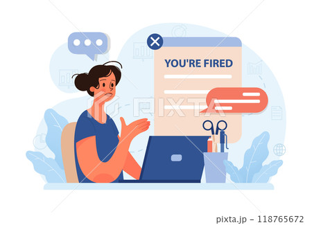 Dismissal of IT specialists. Mass layoffs of internet technolgy employee due to financial crisis. Overheated labor market. Flat vector illustration 118765672