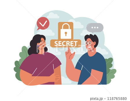 Trust concept. Close friends sharing secret with each other. Friendship support and reliability. Trustworthy relationships. Flat vector illustration 118765880