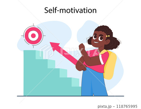 Emotional intelligence. Positive aspects of emotional intelligence, EQ development. Child with deep understanding of emotions and self-motivation. Flat vector illustration 118765995