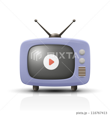 Vector 3D Realistic Retro TV Set Icon. Retro TV Symbol for Web, App, Logo, UI. Retro TV Design Template, Clipart, Illustration for Branding 118767413