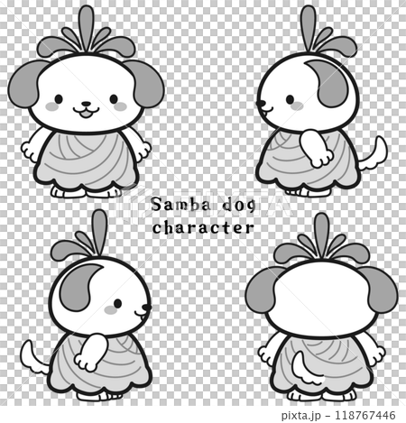 サンバの衣装を着た犬キャラクターイラスト 118767446