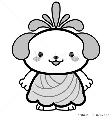 サンバの衣装を着た犬キャラクターイラスト 118767472